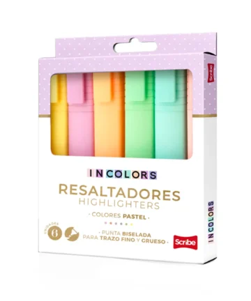 RESALTADORES SCRIBE INCOLORS PASTEL X 6